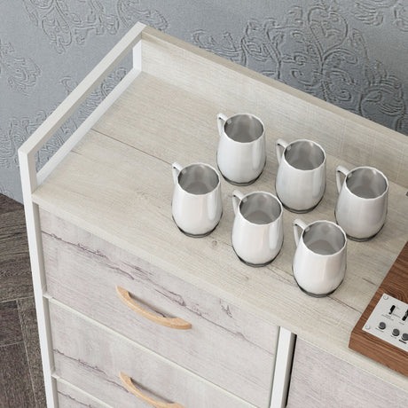 Wooden Chest Of 6 Fabric Drawers 79cm Wide With Steel Frame - Velmora
