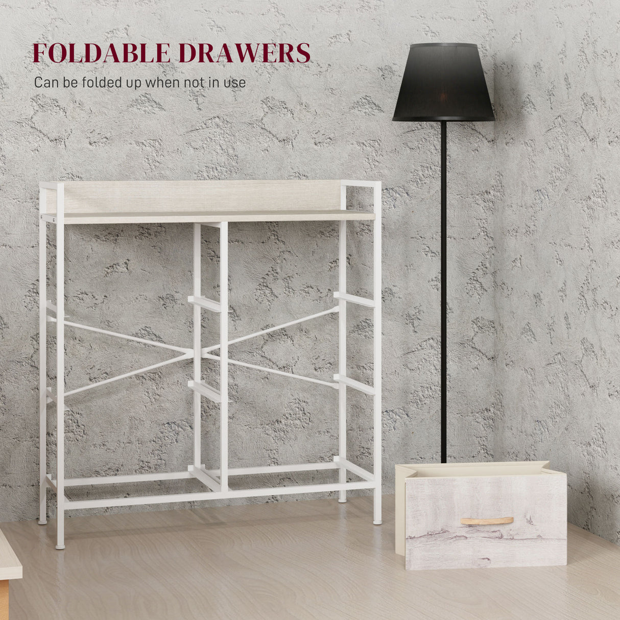 Wooden Chest Of 6 Fabric Drawers 79cm Wide With Steel Frame - Velmora