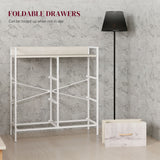Wooden Chest Of 6 Fabric Drawers 79cm Wide With Steel Frame - Velmora