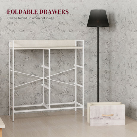 Wooden Chest Of 6 Fabric Drawers 79cm Wide With Steel Frame - Velmora