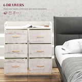 Wooden Chest Of 6 Fabric Drawers 79cm Wide With Steel Frame - Velmora