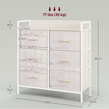Wooden Chest Of 6 Fabric Drawers 79cm Wide With Steel Frame - Velmora