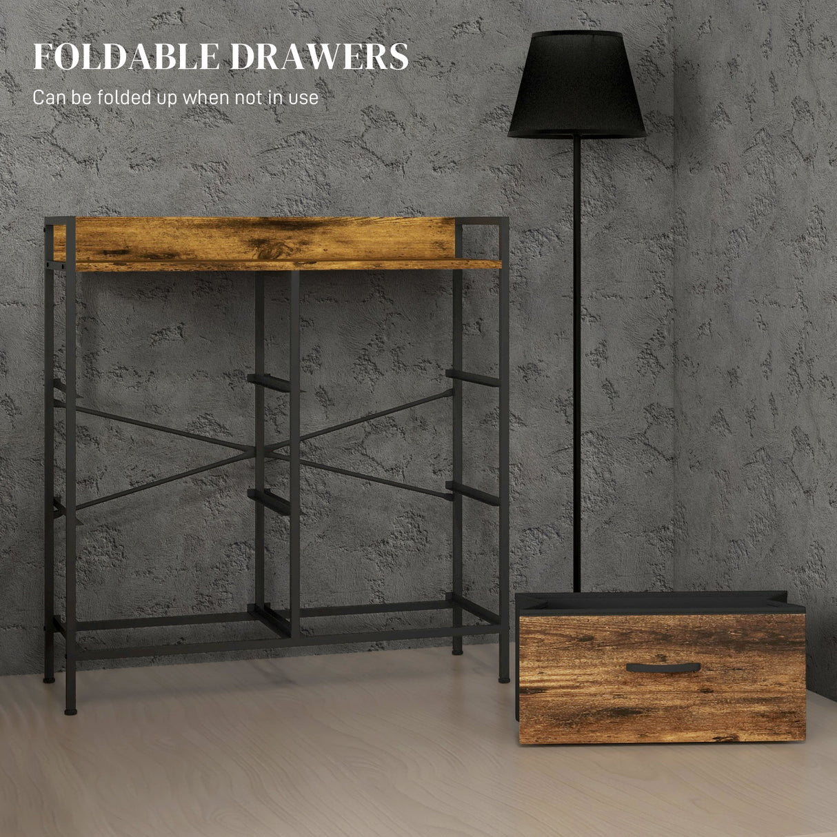 Wooden Chest Of 6 Fabric Drawers 79cm Wide With Steel Frame - Velmora
