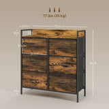 Wooden Chest Of 6 Fabric Drawers 79cm Wide With Steel Frame - Velmora