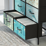 Wooden Chest Of 6 Fabric Drawers 79cm Wide With Steel Frame - Velmora