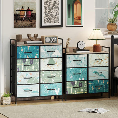 Wooden Chest Of 6 Fabric Drawers 79cm Wide With Steel Frame - Velmora