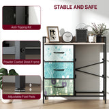 Wooden Chest Of 6 Fabric Drawers 79cm Wide With Steel Frame - Velmora