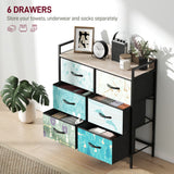 Wooden Chest Of 6 Fabric Drawers 79cm Wide With Steel Frame - Velmora