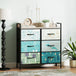 Wooden Chest Of 6 Fabric Drawers 79cm Wide With Steel Frame - Velmora