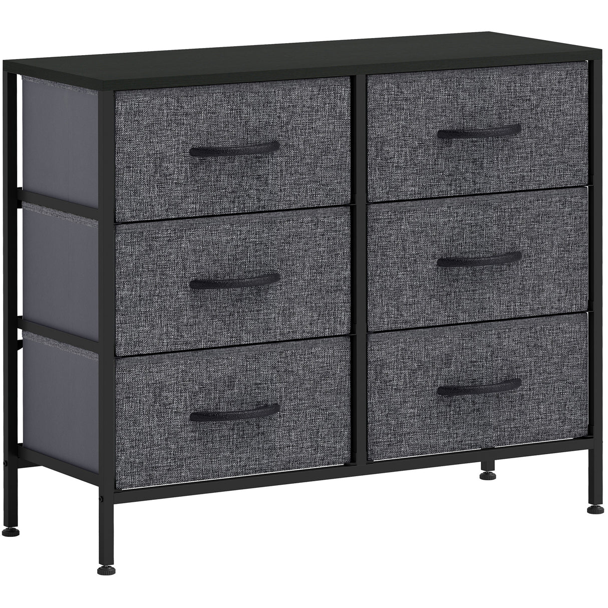 Wooden Chest Of 6 Fabric Drawers 80cm Wide With Steel Frame - Velmora