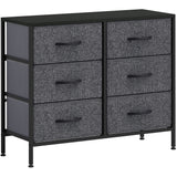 Wooden Chest Of 6 Fabric Drawers 80cm Wide With Steel Frame - Velmora