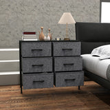 Wooden Chest Of 6 Fabric Drawers 80cm Wide With Steel Frame - Velmora