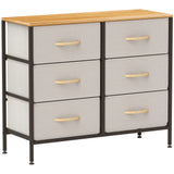 Wooden Chest Of 6 Fabric Drawers 80cm Wide With Steel Frame - Velmora