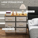Wooden Chest Of 6 Fabric Drawers 80cm Wide With Steel Frame - Velmora
