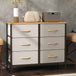 Wooden Chest Of 6 Fabric Drawers 80cm Wide With Steel Frame - Velmora