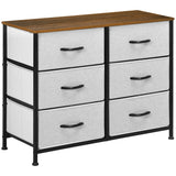 Wooden Chest Of 6 Fabric Drawers 80cm Wide With Steel Frame - Velmora