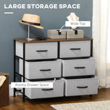 Wooden Chest Of 6 Fabric Drawers 80cm Wide With Steel Frame - Velmora