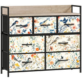 Wooden Chest Of 6 Fabric Drawers 98cm Wide With Steel Frame - Velmora