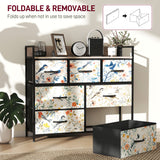 Wooden Chest Of 6 Fabric Drawers 98cm Wide With Steel Frame - Velmora
