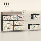 Wooden Chest Of 6 Fabric Drawers 98cm Wide With Steel Frame - Velmora