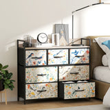 Wooden Chest Of 6 Fabric Drawers 98cm Wide With Steel Frame - Velmora