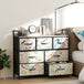 Wooden Chest Of 6 Fabric Drawers 98cm Wide With Steel Frame - Velmora