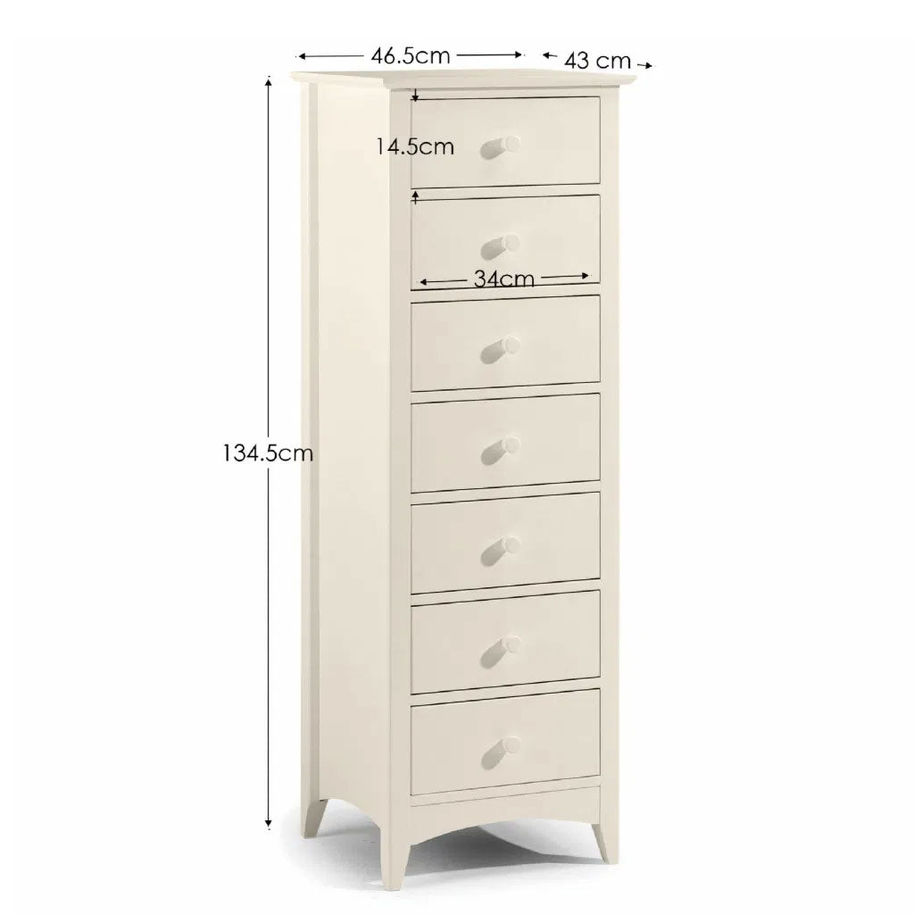Wooden Chest Of 7 Drawers Narrow - Cameo