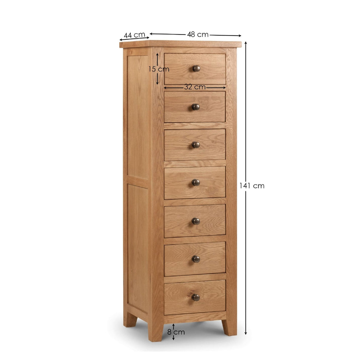 Wooden Chest Of 7 Drawers Narrow - Marlborough