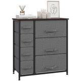 Wooden Chest Of 7 Fabric Drawers 63.5cm Wide With Steel Frame - Velmora