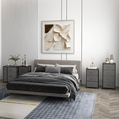 Wooden Chest Of 7 Fabric Drawers 63.5cm Wide With Steel Frame - Velmora