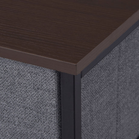 Wooden Chest Of 7 Fabric Drawers 63.5cm Wide With Steel Frame - Velmora