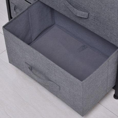 Wooden Chest Of 7 Fabric Drawers 63.5cm Wide With Steel Frame - Velmora