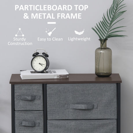 Wooden Chest Of 7 Fabric Drawers 63.5cm Wide With Steel Frame - Velmora