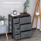 Wooden Chest Of 7 Fabric Drawers 63.5cm Wide With Steel Frame - Velmora