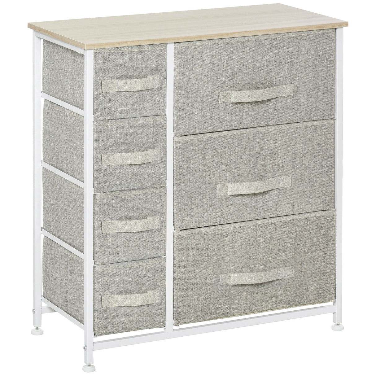 Wooden Chest Of 7 Fabric Drawers 63.5cm Wide With Steel Frame - Velmora