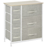 Wooden Chest Of 7 Fabric Drawers 63.5cm Wide With Steel Frame - Velmora