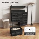 Wooden Chest Of 7 Fabric Drawers 79cm Wide With Steel Frame - Velmora