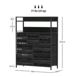 Wooden Chest Of 7 Fabric Drawers 79cm Wide With Steel Frame - Velmora