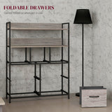 Wooden Chest Of 7 Fabric Drawers 79cm Wide With Steel Frame - Velmora
