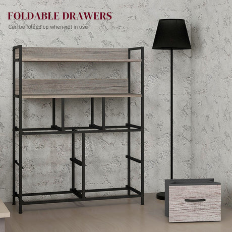 Wooden Chest Of 7 Fabric Drawers 79cm Wide With Steel Frame - Velmora