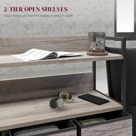 Wooden Chest Of 7 Fabric Drawers 79cm Wide With Steel Frame - Velmora