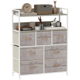 Wooden Chest Of 7 Fabric Drawers 79cm Wide With Steel Frame - Velmora