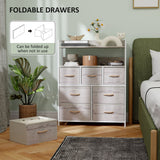 Wooden Chest Of 7 Fabric Drawers 79cm Wide With Steel Frame - Velmora