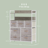 Wooden Chest Of 7 Fabric Drawers 79cm Wide With Steel Frame - Velmora