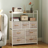 Wooden Chest Of 7 Fabric Drawers 79cm Wide With Steel Frame - Velmora