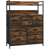 Wooden Chest Of 7 Fabric Drawers 79cm Wide With Steel Frame - Velmora