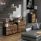 Wooden Chest Of 7 Fabric Drawers 79cm Wide With Steel Frame - Velmora