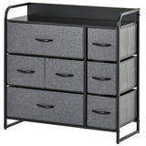 Wooden Chest Of 7 Fabric Drawers 80cm Wide With Metal Frame - Velmora