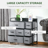 Wooden Chest Of 7 Fabric Drawers 80cm Wide With Metal Frame - Velmora