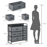 Wooden Chest Of 7 Fabric Drawers 80cm Wide With Metal Frame - Velmora